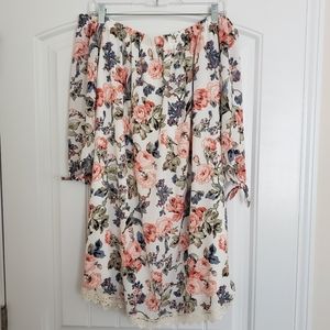 Off the shoulder floral shift dress